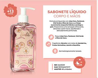 Sabonete Liquido para Corpo e Mãos Barbie c/12pçs Fenzza