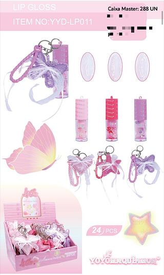 Lip Gloss com Chaveiro c/24pçs Yoyo Maquiagem