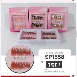 Unha posticas com adesivo auto colante /12pcs Sabrina Sato