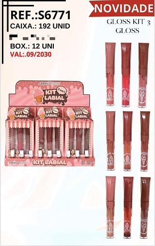 Kit 3 Gloss c/12pçs Sarah´s Beauty