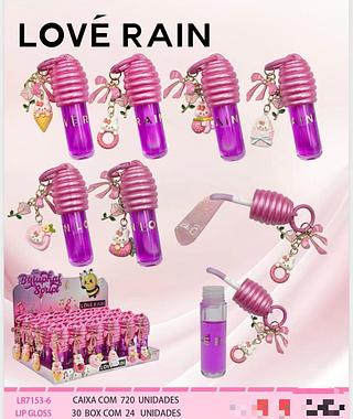 Lip gloss com chaveiro /24pcs Love Rain