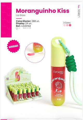 Lip gloss moranguinho com chaveiro /24pcs FEBELLA
