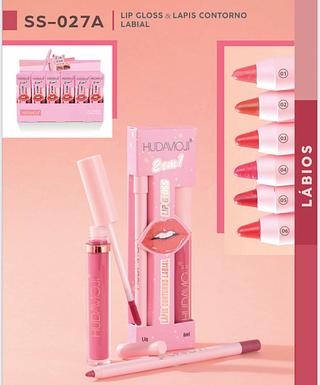 Lapis gloss e lapis contorno cor-A /24pcs Hudamoji