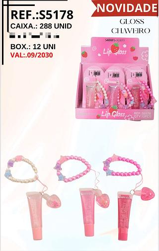 Gloss Chaveiro c/12pçs Sarah´s Beauty