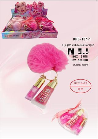 Lip Gloss Chaveiro Coração c/9pçs Bobbi Rara