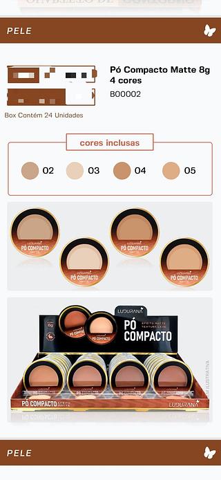 Po Compacto Matte 8g 4 cores claro c/24pcs LUDURANA