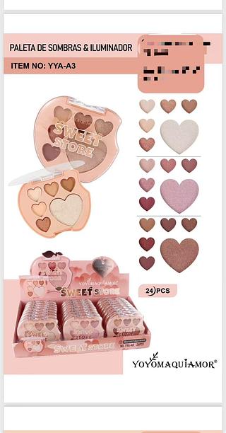 Paleta sombras+iluminador /24pcs Yoyo maquiamor