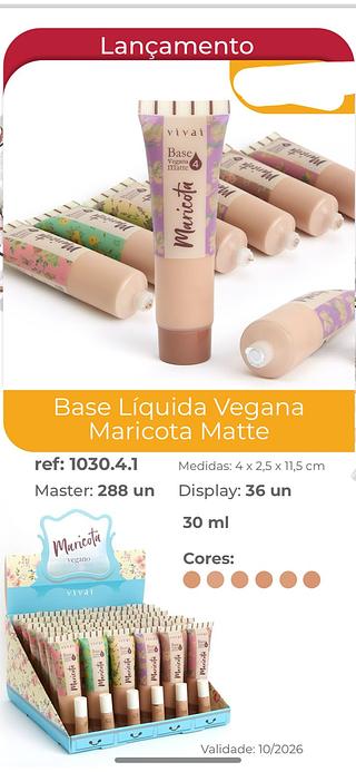 Base Liquida Vegana Maricota Matte/ 36pçs (1030.4.1) Vivai