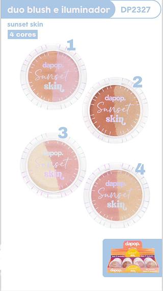 Duo Blush e Iluminador Sunset Skin c/24pçs Dapop