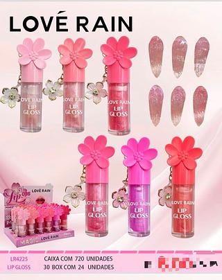 Lip gloss com chaveiro /24pcs Love Rain