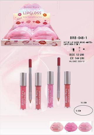 Kit de lip gloss brilho+matte+lapis boca 3em1 /12pcs BOBBI RARA
