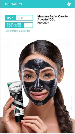 Mascara facial Carvão Ativado/ 12pçs (B00107) Ludurana