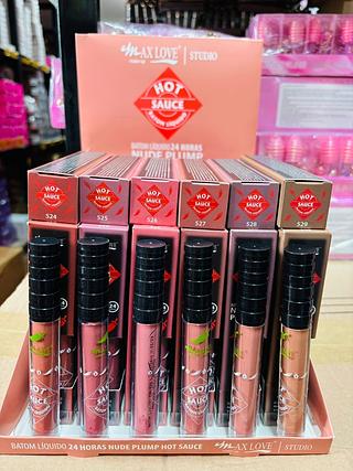 Batom liquido 24h nude hot sauce (524-529) /48pcs MAX LOVE
