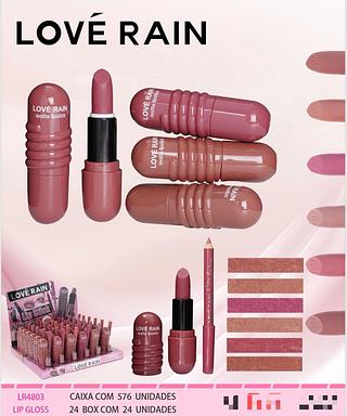 Batom e lapis de boca c/24pcs LOVE RAIN