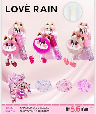 Lip Gloss com Pingente c/12pçs Love Rain