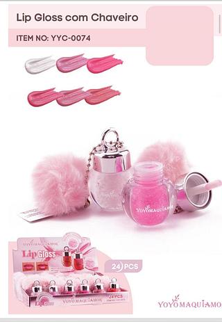 Lip Gloss com Chaveiro /24pçs Yoyo Maquiagem