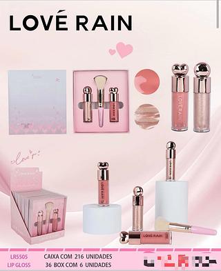 Kit blush liquido e iluminador liquido e pincel 3in1 /6pcs Love Rain