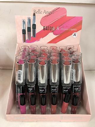 Batom liquido+batom bala 2em1/ 24pçs (B073-A) Belle angel
