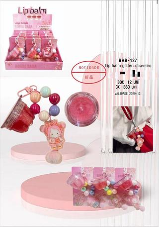 Lip Balm Glitter + Chaveiro /12pçs Bobbi Rara