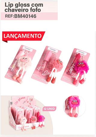 Lip gloss com chaveiro fofo /12pcs FEBELLA