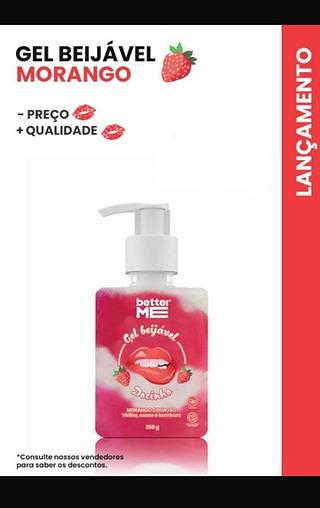 Gel Comestível Morango 250ml /12pçs Better Me(BTM0051)