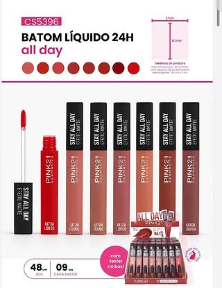 Batom liquido 24H all day c/48pcs Pink 21