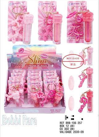 Lip Gloss Chaveiro de Estrela c/12pçs Bobbi Rara