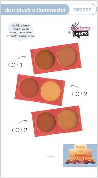 Duo Blush e Iluminador (cor 1-3) c/24pçs Dapop