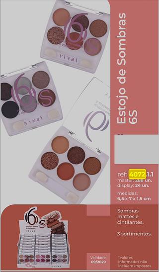 Paleta de Sombras 6S/ 24pçs VIVAI