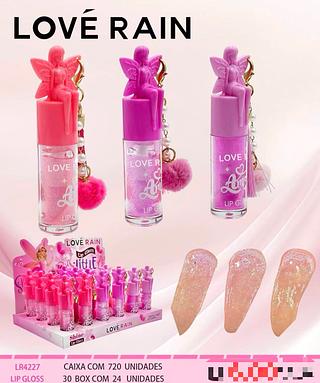 Lip gloss com chaveiro /24pcs Love Rain