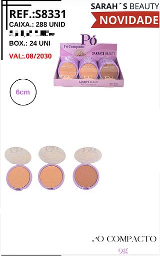 Po compacto c/24pcs Sarah´s Beauty