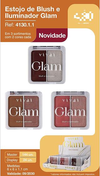 Estojo Blush e Iluminador Glam c/24pçs Vivai