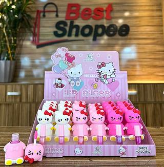 Lip Gloss Hello Kitty com Glitter /24unid Best Shopee PROMOCAO