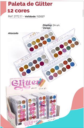 Paleta sombra Glitter 12cores C/24pçs (2172.1.1) Vivai