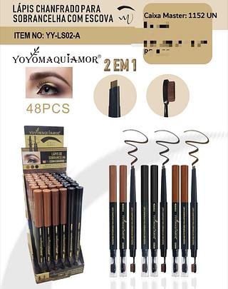 Lapis chanfrado para sobrancelha com escova/48pcs Yoyo maquiamor