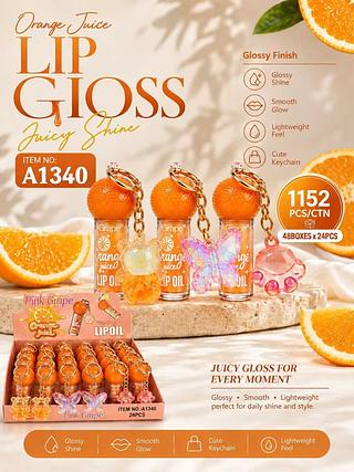 Lip gloss orange juice /24pcs Pink grape