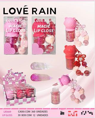 Lip Gloss com chaveiro c/12pcs LOVE RAIN