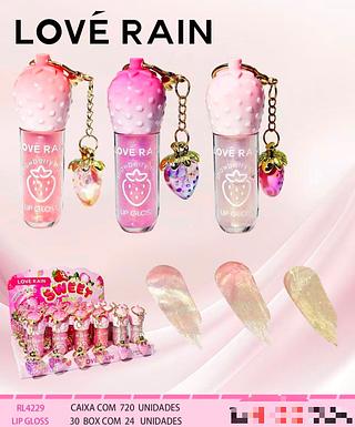 Lip gloss com chaveiro /24pcs Love Rain