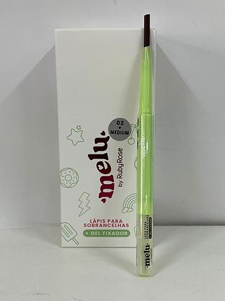 Lapis de sobrancelhas + gel fixador Medium Melu/ 12pçs (RR-2402-2) Ruby rose