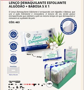 Lenço Demaquilante Esfoliante Algodão + Babosa c/12pçs Mia Make