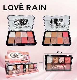 Paleta Iluminador + Blush + Contorno c/12pçs Love Rain