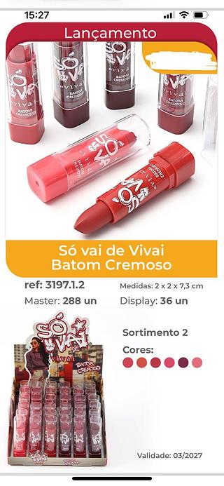 Batom Cremoso So vai de vivai c/36pcs (3197.1.2) VIVAI