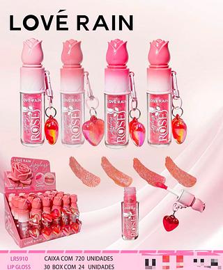 Lip gloss com chaveiro /24pcs Love Rain