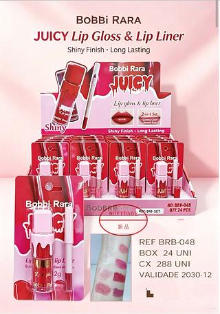 Lip Gloss Glitter + Lapís kit /24unid Bobbi Rara