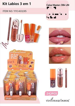 Kit labial 3 em 1 C/24pcs YOYO MAQUIAMOR