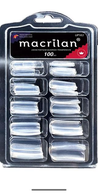 Unhas Postiças quadradas transparentes/ 100pçs (UP103) Macrilan