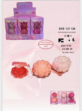 Kit de lip balm com pencil /12kit Bobbi Rara