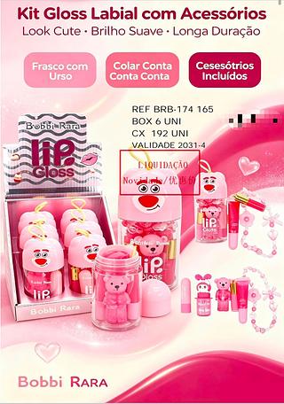 Kit gloss labial com acessorios /6pcs BOBBI RARA