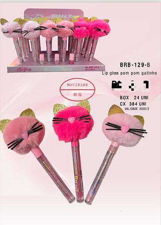 Lip Gloss Pompom Gatinho C/24pçs Bobbi Rara (PROMOCO)