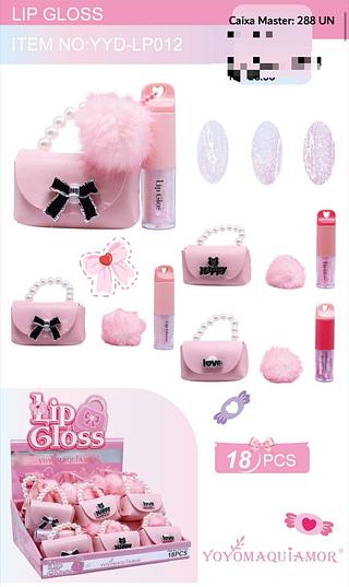 Lip Gloss com Bolsa c/18pçs Yoyo Maquiagem
